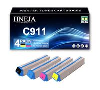 HNEJA Reemplazo De Cartucho De Tóner C911, Cartuchos De Tóner Compatibles 45536424 45536423 45536422 45536421 para Oki C911 C911dn C931dn C941dn Impresoras,4 Colors-1 Pack