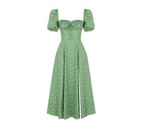 HNFYSMQL Milk Maid Dress for Women, Milkmaid Dress Women, Summer Puff Sleeve Floral Split Maxi Dress Boho Casual Beach Dress (#4,M)