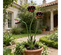 HNGKGJBL Estaca de JardíN de Metal de 64 cm con Forma de Planta CarníVora para DecoracióN de Exteriores, Divertida DecoracióN para El Patio, Espeluznante Escultura Decorativa para El CéSped