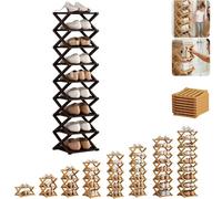 HNGKGJBL Zapatero De Bambú De 2/3/4/5/6/7/8/9/10 Niveles, Organizador Vertical Delgado para Zapatos Sin Ensamblaje, Zapatero Alto Y Estrecho para Entrada Y Armario(Brown,7th Floor)