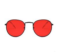HNGM Gafas de Sol Damas Hombres Retro Gafas de Sol Redondas Rojo Amarillo Gafas de Sol aleación Marco Espejo Gafas de Sol Gafas de Sol Mujeres (Frame Color, Lenses Color : Red)