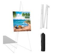 Hniuyun Soporte de caballete blanco para letrero de boda y póster, trípode de caballete portátil plegable, soporte de exhibición de metal ajustable de 168 cm de alto para exhibición, pintura, lienzo