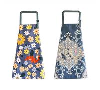 HNJKJEU 2 Piezas Delantal Ajustable Cocina Mujer Delantales Florales para Mujer Delantal con Bolsillo Delantales de Chef Delantales de Cocinero para Chef Jardinería BBQ Pintar Hornear