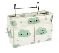 HNJKJEU Organizador de Cabecera Cama, Bolsillo Cama Organizador, Cama Colgante Bolso de Bolsillo, Bedside Caddy para Libro, Revistas, iPad, Teléfono Móvil, Mando a Distancia (Nube Azul)