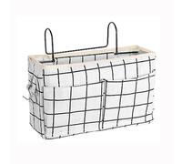 HNJKJEU Organizador de Cabecera Cama, Bolsillo Cama Organizador, Cama Colgante Bolso de Bolsillo, Bedside Caddy para Libro, Revistas, iPad, Teléfono Móvil, Mando a Distancia (Rejilla Blanca)