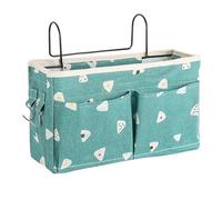 HNJKJEU Organizador de Cabecera Cama, Bolsillo Cama Organizador, Cama Colgante Bolso de Bolsillo, Bedside Caddy para Libro, Revistas, iPad, Teléfono Móvil, Mando a Distancia (Estampado azul)