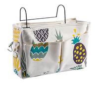 HNJKJEU Organizador de Cabecera Cama, Bolsillo Cama Organizador, Cama Colgante Bolso de Bolsillo, Bedside Caddy para Libro, Revistas, iPad, Teléfono Móvil, Mando a Distancia (Piña)