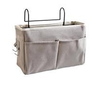 HNJKJEU Organizador de Cabecera Cama, Bolsillo Cama Organizador, Cama Colgante Bolso de Bolsillo, Bedside Caddy para Libro, Revistas, iPad, Teléfono Móvil, Mando a Distancia (Gris oscuro)