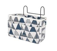 HNJKJEU Organizador de Cabecera Cama, Bolsillo Cama Organizador, Cama Colgante Bolso de Bolsillo, Bedside Caddy para Libro, Revistas, iPad, Teléfono Móvil, Mando a Distancia (Azul Triángulo)