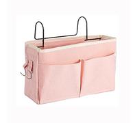 HNJKJEU Organizador de Cabecera Cama, Bolsillo Cama Organizador, Cama Colgante Bolso de Bolsillo, Bedside Caddy para Libro, Revistas, iPad, Teléfono Móvil, Mando a Distancia (Rosa)