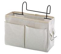 HNJKJEU Organizador de Cabecera Cama, Bolsillo Cama Organizador, Cama Colgante Bolso de Bolsillo, Bedside Caddy para Libro, Revistas, iPad, Teléfono Móvil, Mando a Distancia (Blanco)