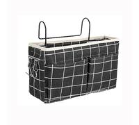 HNJKJEU Organizador de Cabecera Cama, Bolsillo Cama Organizador, Cama Colgante Bolso de Bolsillo, Bedside Caddy para Libro, Revistas, iPad, Teléfono Móvil, Mando a Distancia (Rejilla Negra)