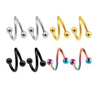 HNJUSR 8 PCS Espárrago de oreja de espiral de acero inoxidable de 1 mm Pendiente de espirales Anillo de labio espárrago de perforación de hélice de cuerpo 10 mm,4 colores