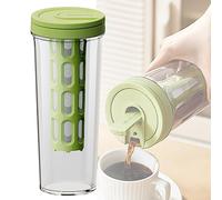 HNJZX Cafetera fría y jarra de té helado, enfriador de bebidas de gran capacidad con filtro de malla, 1 L (35 onzas) (verde)