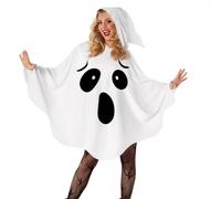 HNJZX Disfraz de fantasma blanco con capucha, disfraz de fantasmas espeluznantes para mujeres y hombres, Halloween, fiesta de cosplay (niño)