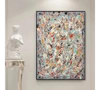 HNKDKJ Cuadro abstracto de Jackson Pollock, arte en lienzo, póster minimalista para sala de estar, impresiones de líneas decorativas para el hogar, 92 x 122 cm/36 x 48 pulgadas, con marco negro