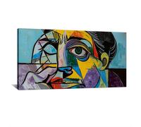 HNKDKJ Hombre Pensativo Caras Gi Lienzo Impresiones Pablo Picasso Cubismo Abstracto Lienzo Arte de Pared Decoraciones Modernas 40x80cm/16x31inch-Marco Interior