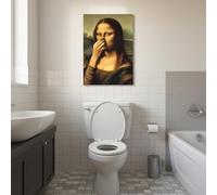 HNKDKJ Póster de baño de Mona Lisa, divertido y mal olor, impresión artística de pared para baño, pintura en lienzo retro, humor, decoración del hogar (20 x 28 cm/8 x 11 pulgadas/marco interior)