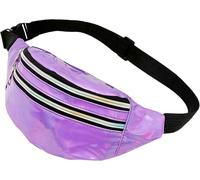 HNKJDS Riñonera holográfica de color metálico brillante impermeable con cinturón ajustable para mujeres y hombres, Púrpura, Talla única, Riñonera de moda brillante
