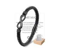 HNLUGF Pulsera de cuero con texto en inglés «To My Man», «Love you forever», pulsera trenzada de acero inoxidable, cierre de acero inoxidable, regalo de joyería para hombres, 8.5in, Acero inoxidable,