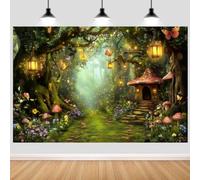 Hnmdmyi 1.5x1.2m Telón de Fondo Bosque Encantado Hadas País de Las Maravillas Jardín Mariposa Flor Árbol Mágico Fondo de Fotografía de Setas Princesa Niñas Decoraciones de Fiesta de Cumpleaños