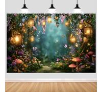 Hnmdmyi 1.5x1m Telón de Fondo Bosque Encantado Bosque de Hadas Hongo Mariposa Jardín Fondo de Fotografía Princesa Niñas Fiesta de Cumpleaños Decoraciones para Baby Shower Accesorios para Fotomatón