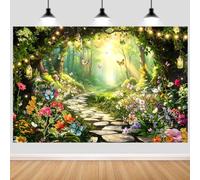 Hnmdmyi 1.5x1m Telón de Fondo Bosque Encantado Hada Mágica País de Las Maravillas Jardín Mariposa Flor Fondo de Fotografía Princesa Niñas Fiesta de Cumpleaños Decoraciones para Baby Shower Banner