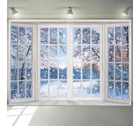 Hnmdmyi 1.5x1m Telón de Fondo Invierno Ventana País de Las Maravillas Bosque Nevado Copo de Nieve Naturaleza Paisaje Fotografía Fondo Familia Navidad Vacaciones Año Nuevo Decoraciones para Fiestas