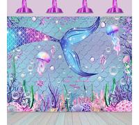 Hnmdmyi 1.5x1m Telón de Fondo Sirena bajo el mar púrpura corales Perlas Escamas Brillo bajo el Agua Fotografía de Fondo Chica Princesa Sirenita Fiesta de Cumpleaños Decoraciones Photo Booth Props