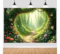 Hnmdmyi 1.8x1.2m Telón de Fondo Bosque Encantado Hada Mágica País de Las Maravillas Jardín de Mariposas Fondo de Fotografía Princesa Niñas Fiesta de Cumpleaños Decoraciones para Baby Shower Banner