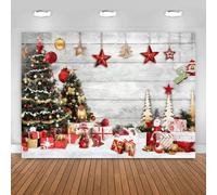 Hnmdmyi 1.8x1.2m Telón de Fondo Navideño Piso de Madera Blanca Invierno Nieve Regalos de Árbol de Navidad Fondo de Fotografía de Papá Noel Familia Niños Vacaciones Decoraciones de Fiesta de Año Nuevo