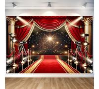 Hnmdmyi 2.1x1.5m Telón de Fondo Alfombra Roja Ceremonia de Premiación Foco de Purpurina Desfile de Moda Película Estrellas Nocturnas Fondo de Fotografía Graduación Decoraciones de Fiesta de Graduación