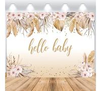 Hnmdmyi 2.1x1.5m Telón de Fondo Baby Shower Boho Chic Rosa Flores Hello Baby Fondo Fotografico Recien Nacido Baby Shower Fiesta de Cumpleaños Decoracion de Mesa Banner Photo Booth Props