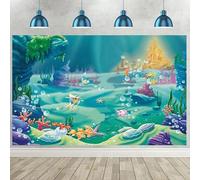 Hnmdmyi 2.1x1.5m Telón de Fondo Bajo el Mar Burbuja Castillo Azul Mar Hierba Shell Fotografía de Fondo Sirenita Fiesta de Cumpleaños Baby Shower Decoraciones Banner Photo Booth Props