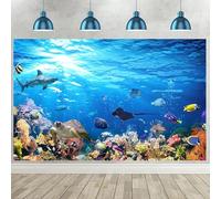 Hnmdmyi 2.1x1.5m Telón de Fondo Bajo el Mar Mundo Submarino Acuario Tropical Peces Delfín Tortuga Coral Luz del Sol Fotografía Fondo Baby Shower Niños Cumpleaños Decoración Banner Photo Booth Props