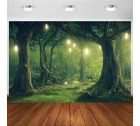 Hnmdmyi 2.1x1.5m Telón de Fondo Bosque Encantado Fantasty País de Las Maravillas Bosque Verde Árboles Mágicos Selva Fondo De Fotografía Boda Baby Shower Fiesta De Cumpleaños Decoraciones