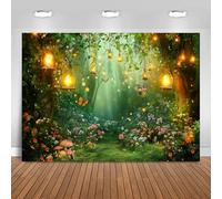 Hnmdmyi 2.1x1.5m Telón de Fondo Bosque Encantado Hada País de Las Maravillas Jardín Seta Mariposa Bosque Fotografía Fondo Princesa Niñas Fiesta de Cumpleaños Decoraciones para Baby Shower Banner