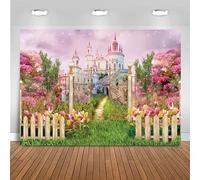 Hnmdmyi 2.1x1.5m Telón de fondo Castillo Princesa Castillo Jardín País de las Maravillas Fotografía Fondo Dulce Niñas Princesa Fiesta de Cumpleaños Pastel Decoración de la Mesa Banner Photo Booth Prop