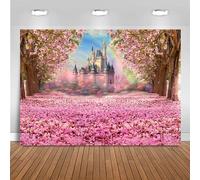 Hnmdmyi 2.1x1.5m Telón de Fondo Castillo Princesa Castillo Rosa Flor De Cerezo Arco Iris Fotografía Fondo Niñas Princesa Fiesta De Cumpleaños Pastel Decoraciones De Mesa Banner Photo Booth Props