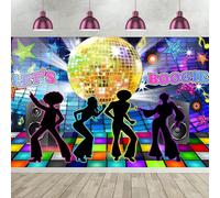 Hnmdmyi 2.1x1.5m Telón de Fondo Disco de los años 70 80 90 Bola de Discoteca Fiesta de Baile Let's Boogie Fondo de fotografía Tema de Discoteca Decoraciones de Fiesta de cumpleaños Photo Booth Props