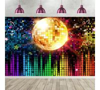 Hnmdmyi 2.1x1.5m Telón de Fondo Disco Night Club de ensueño Colorido Punto de luz de neón Música Disco Ball Fotografía de Fondo Volver a 70s 80s 90s Disco Theme Birthday Party Decorations