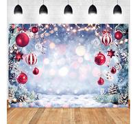 Hnmdmyi 2.1x1.5m Telón de Fondo Navidad País de Las Maravillas de Invierno Copo de Nieve Árbol de Navidad Bolas Rojas Fondo de Fotografía Familia Niños Vacaciones Año Nuevo Decoraciones de Fiesta