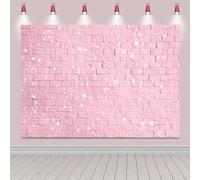 Hnmdmyi 2.1x1.5m Telón de Fondo Pared de ladrillo Rosa Chica Princesa Feliz Cumpleaños Fotografía Fondo Baby Shower Bridal Shower Wedding Party Decorations Banner Photo Booth Props