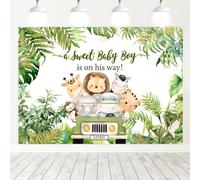 Hnmdmyi 2.1x1.5m Telón de Fondo Selva Safari Animales Hojas Tropicales Dulce Bebé Niño Fotografía Fondo Baby Shower Wild One Birthday Party Decorations Banner Photo Booth Props