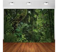 Hnmdmyi 2.1x1.5m Telón de fondo Selva Tropical Rainforest Jungle Forest Tree Natural Scenery Photography Background Kids Adult Family Outdoorsy Camping Theme Party Decorations Banner Photo Booth Props