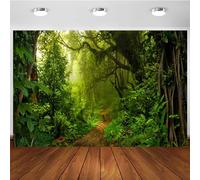 Hnmdmyi 2.1x1.5m Telón de Fondo Selva Tropical Rainforest Natural Scenery Photography Background Camping Themed Baby Shower Kids Adult Birthday Party Decorations Banner Photo Booth Props