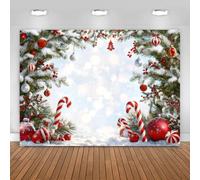 Hnmdmyi 2.4x1.8m Telón de Fondo Navideño Bastón de Caramelo Invierno País de las Maravillas Bosque Escena de Nieve Fondo de Fotografía Familia Vacaciones de Navidad Decoraciones de Fiesta de Año Nuevo
