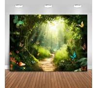 Hnmdmyi 2.7x1.8m Telón de Fondo Bosque Encantado Hada Mágica País de Las Maravillas Bosque Mariposa Flores Fondo de Fotografía Niños Niñas Fiesta de Cumpleaños Decoraciones para Baby Shower Banner