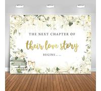 Hnmdmyi 3.6x3m Telón de Fondo para Bodas Blanco Floral El Siguiente capítulo de su Historia de Amor Comienza la fotografía de Fondo Ducha de Novia Boda de Compromiso Decoraciones Photo Booth Props