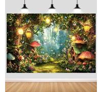 Hnmdmyi 3x2.4m Telón de Fondo Bosque Encantado Hada País de Las Maravillas Mariposa Árbol Mágico Fondo de Fotografía de Setas Princesa Niñas Fiesta de Cumpleaños Decoraciones para Baby Shower Banner
